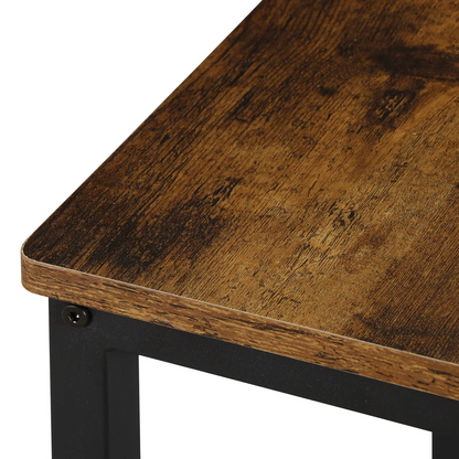 Set of Two 26" Brown and Black Steel and Wood Backless Counter Height Bar Chairs