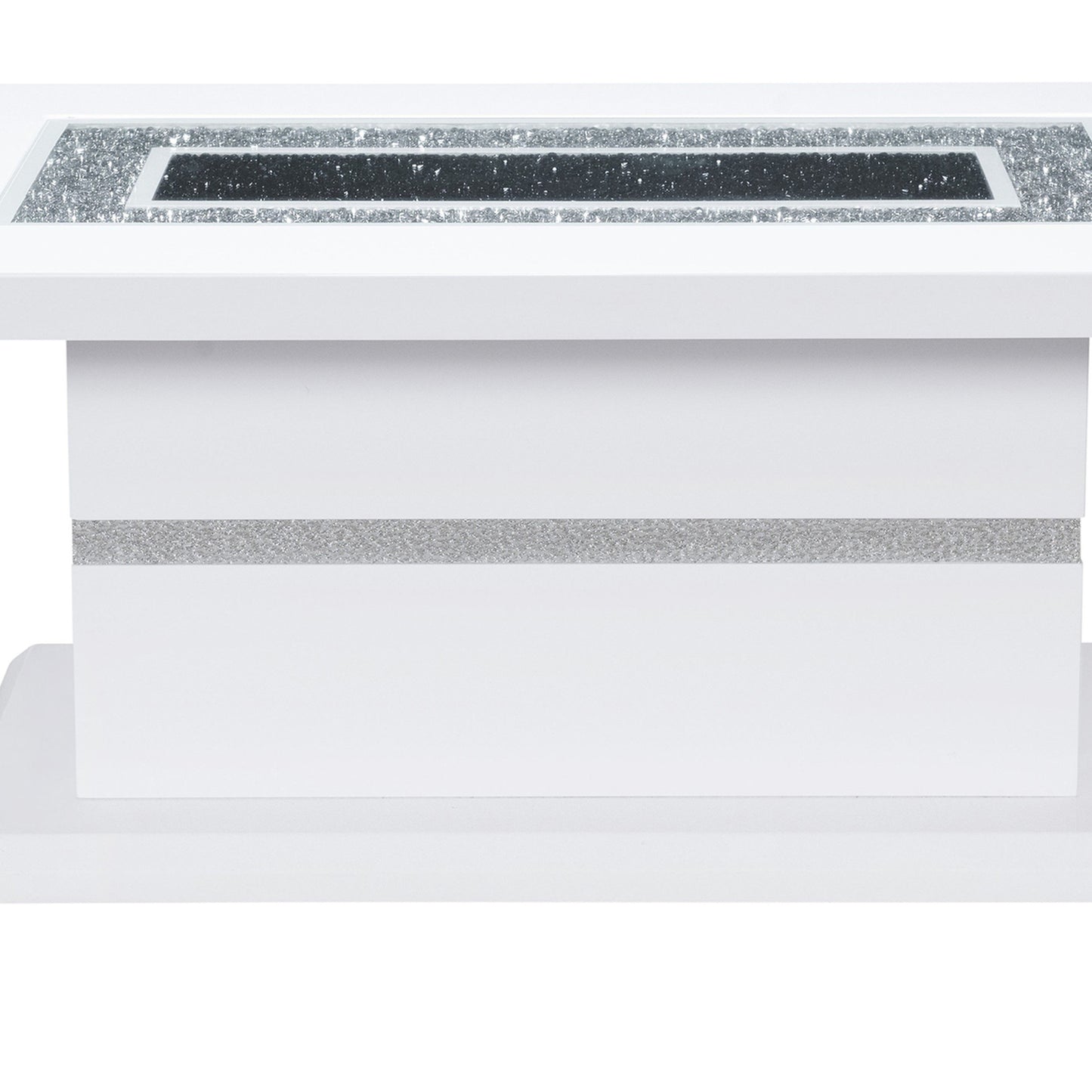 52" White Wood And Faux Crystal Pedestal Coffee Table