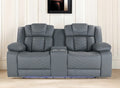 75" Light Gray Faux Leather Power Reclining Loveseat With Storage