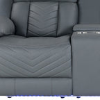 75" Light Gray Faux Leather Power Reclining Loveseat With Storage