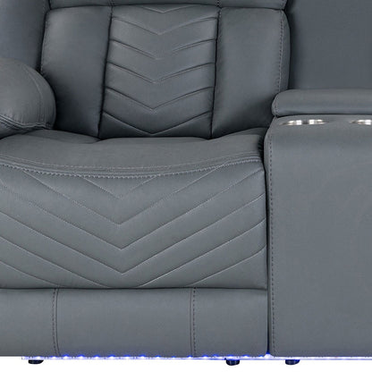 75" Light Gray Faux Leather Power Reclining Loveseat With Storage