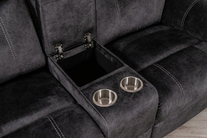70" Dark Gray Microfiber Manual Reclining Loveseat With Storage