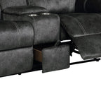 70" Dark Gray Microfiber Manual Reclining Loveseat With Storage