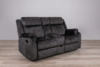 70" Dark Gray Microfiber Manual Reclining Loveseat With Storage