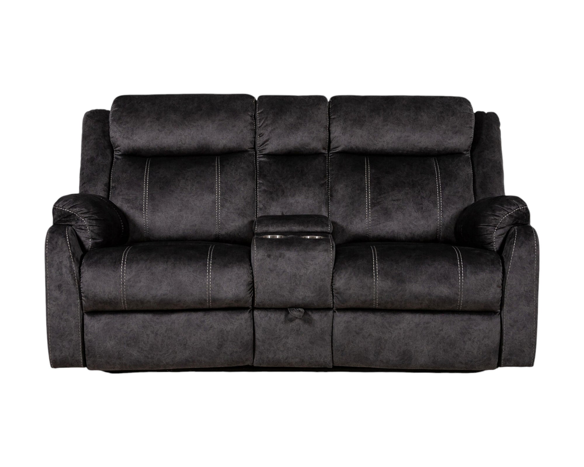 70" Dark Gray Microfiber Manual Reclining Loveseat With Storage