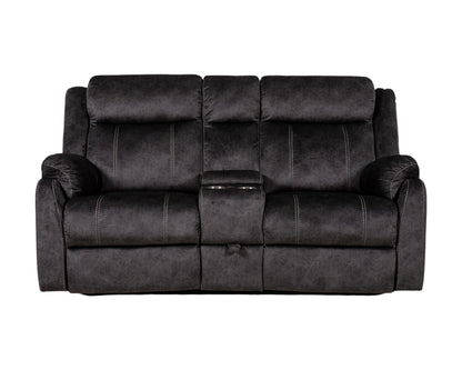 70" Dark Gray Microfiber Manual Reclining Loveseat With Storage