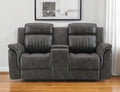 74" Gray Faux Leather Manual Reclining Loveseat With Storage
