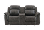 74" Gray Faux Leather Manual Reclining Loveseat With Storage