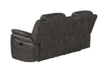 74" Gray Faux Leather Manual Reclining Loveseat With Storage