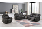 74" Gray Faux Leather Manual Reclining Loveseat With Storage
