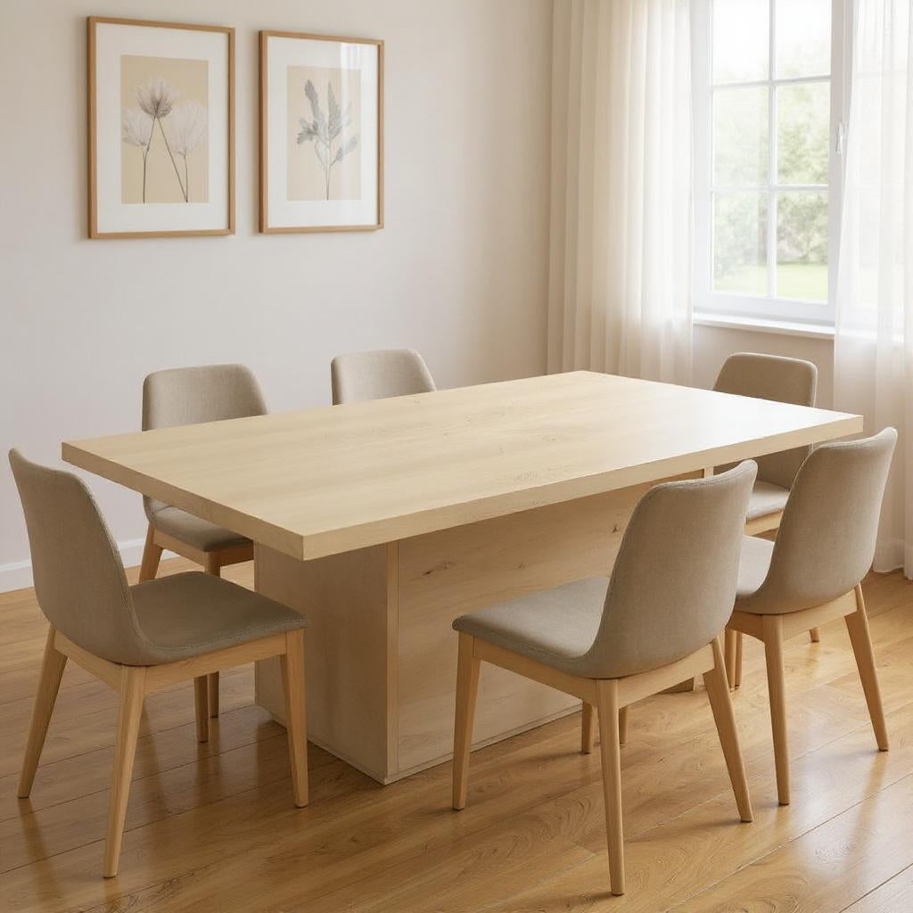 84" Natural Solid Wood Pedestal Base Dining Table