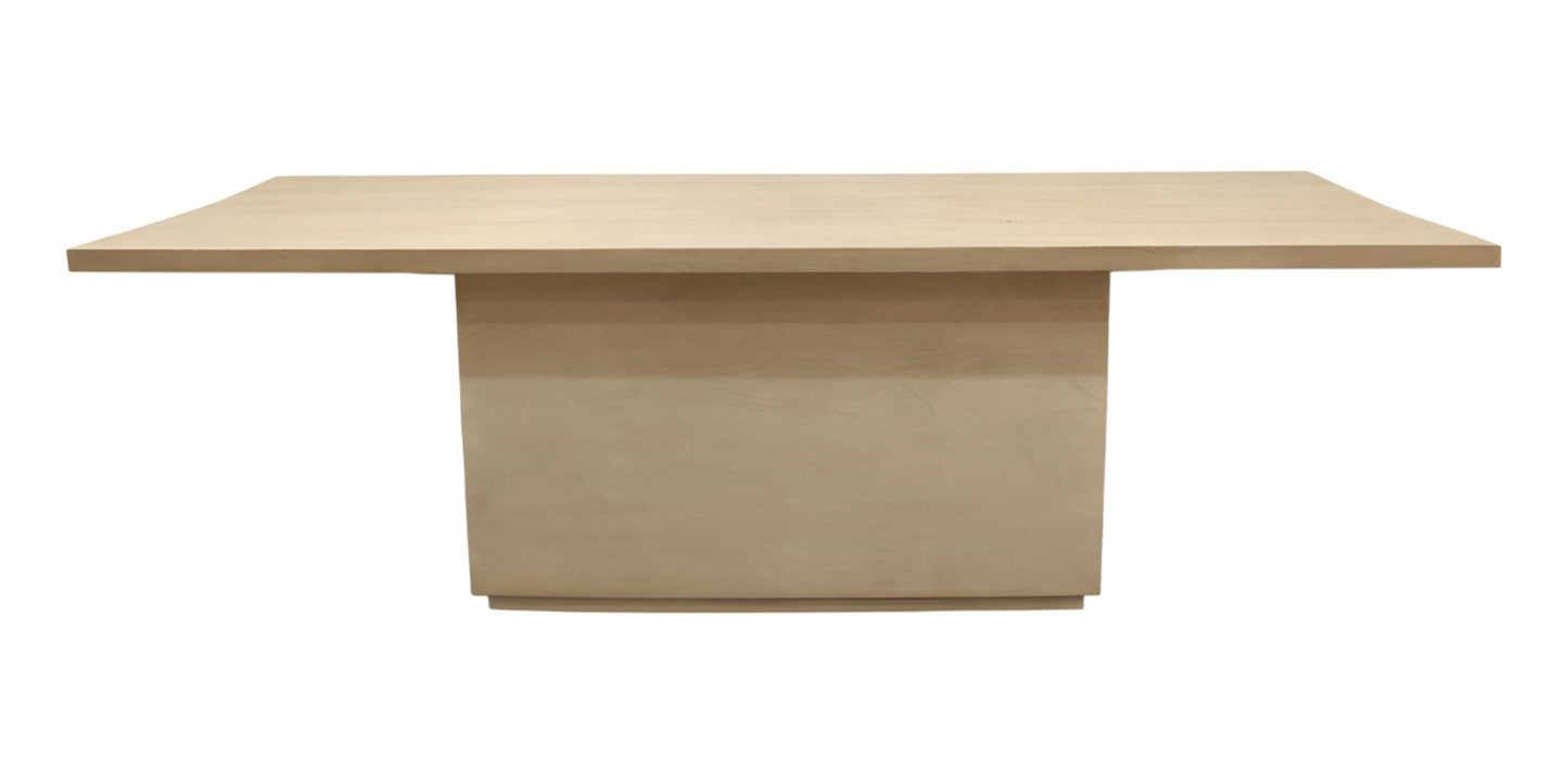 96" Natural and Brown Solid Wood Pedestal Base Dining Table