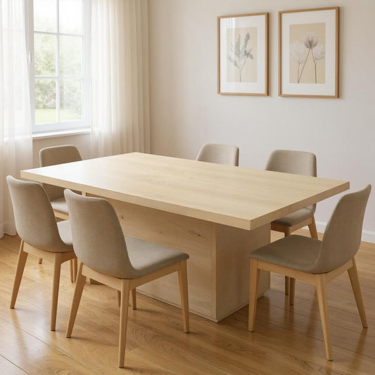 108" Natural Solid Wood Pedestal Base Dining Table