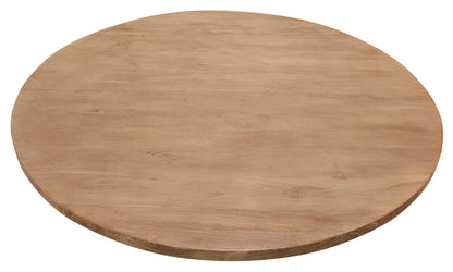 60" Natural And Black Rounded Solid Wood And Iron Pedestal Base Dining Table