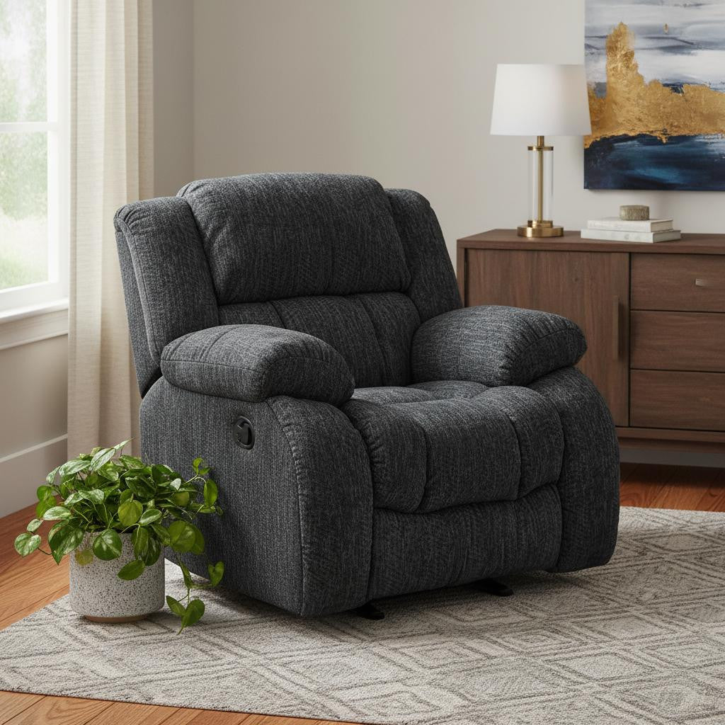 40" Gray Fabric Gliding Recliner