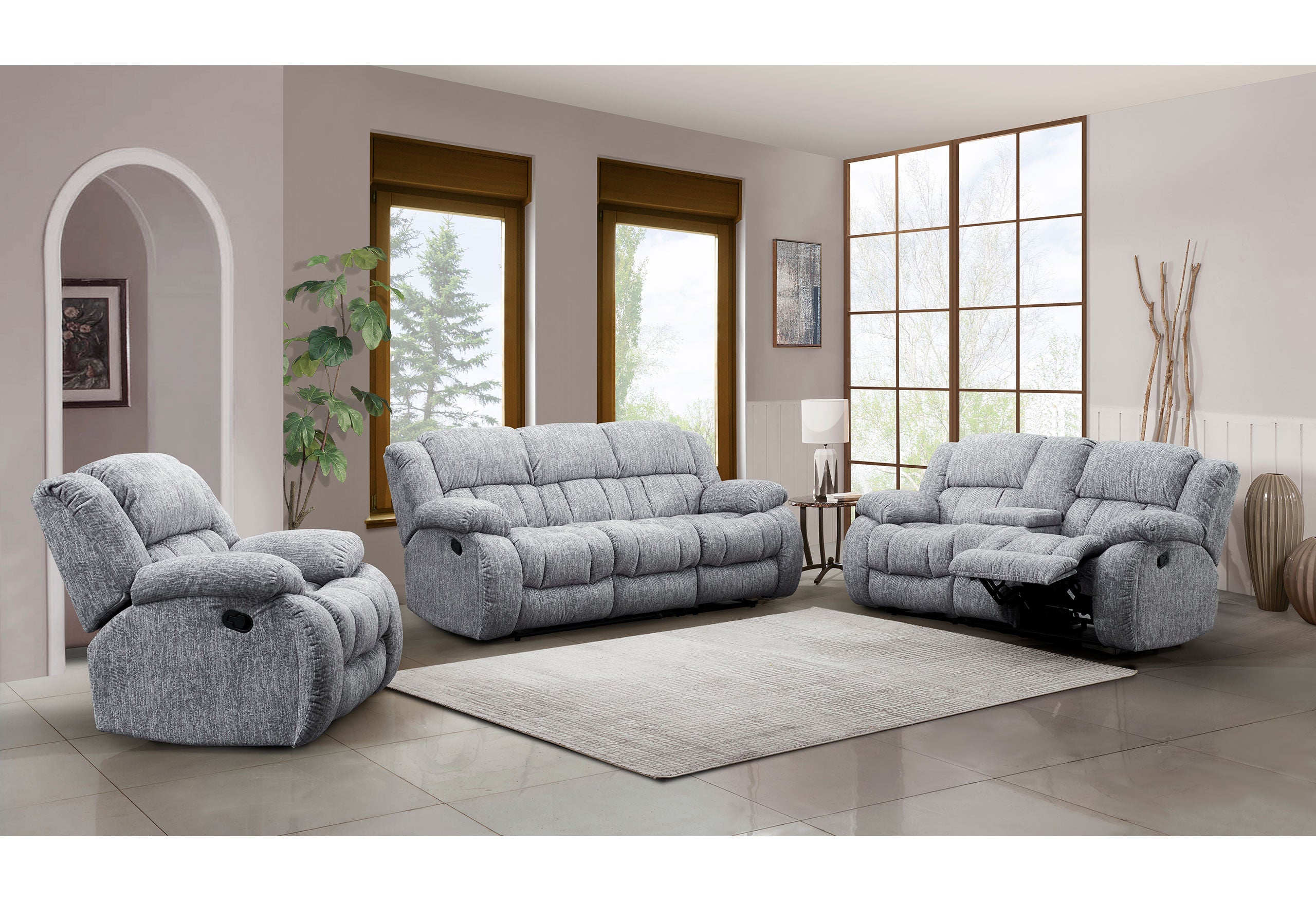 40" Gray Fabric Gliding Recliner