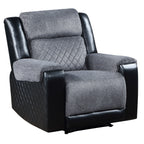 39" Black And Gray Faux Leather And Fabric Manual Recliner