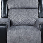 39" Black And Gray Faux Leather And Fabric Manual Recliner