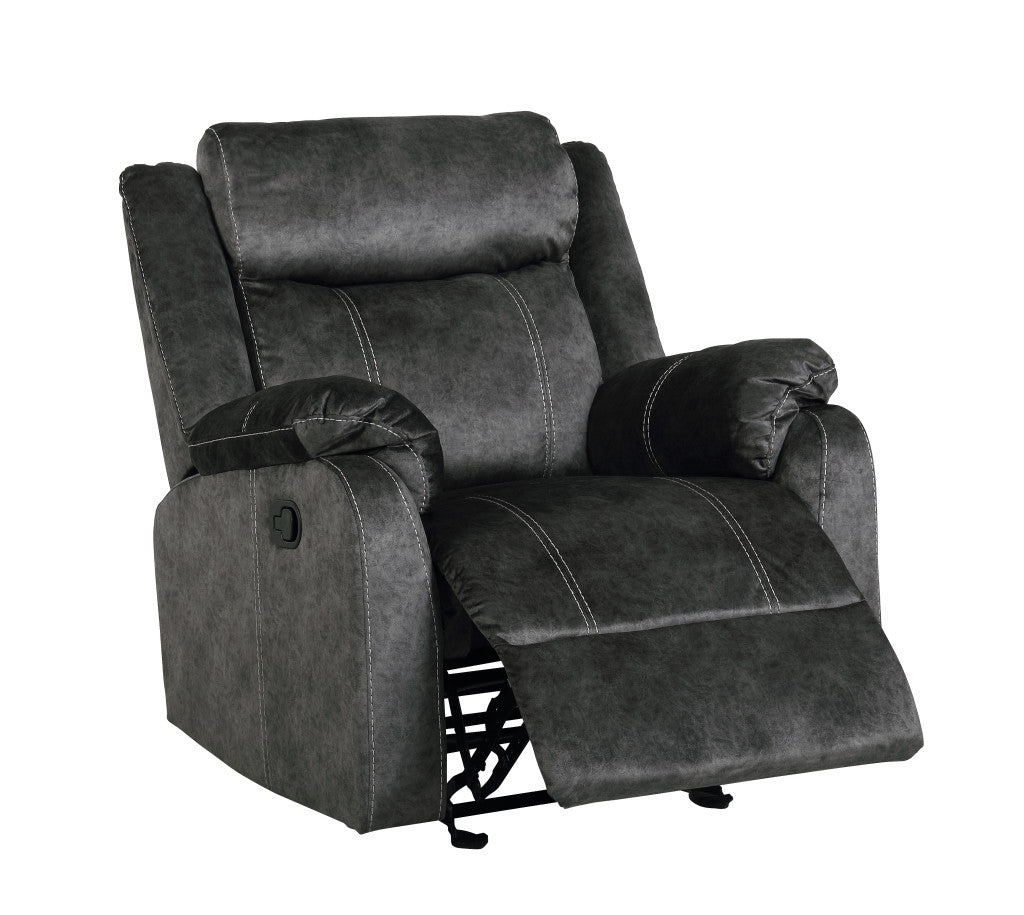 35" Granite Gray Fabric Manual Recliner