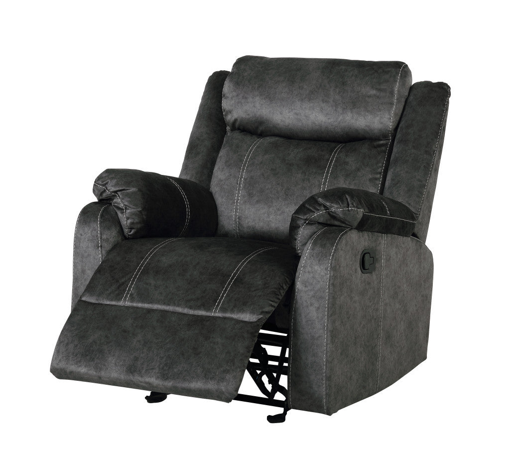 35" Granite Gray Fabric Manual Recliner