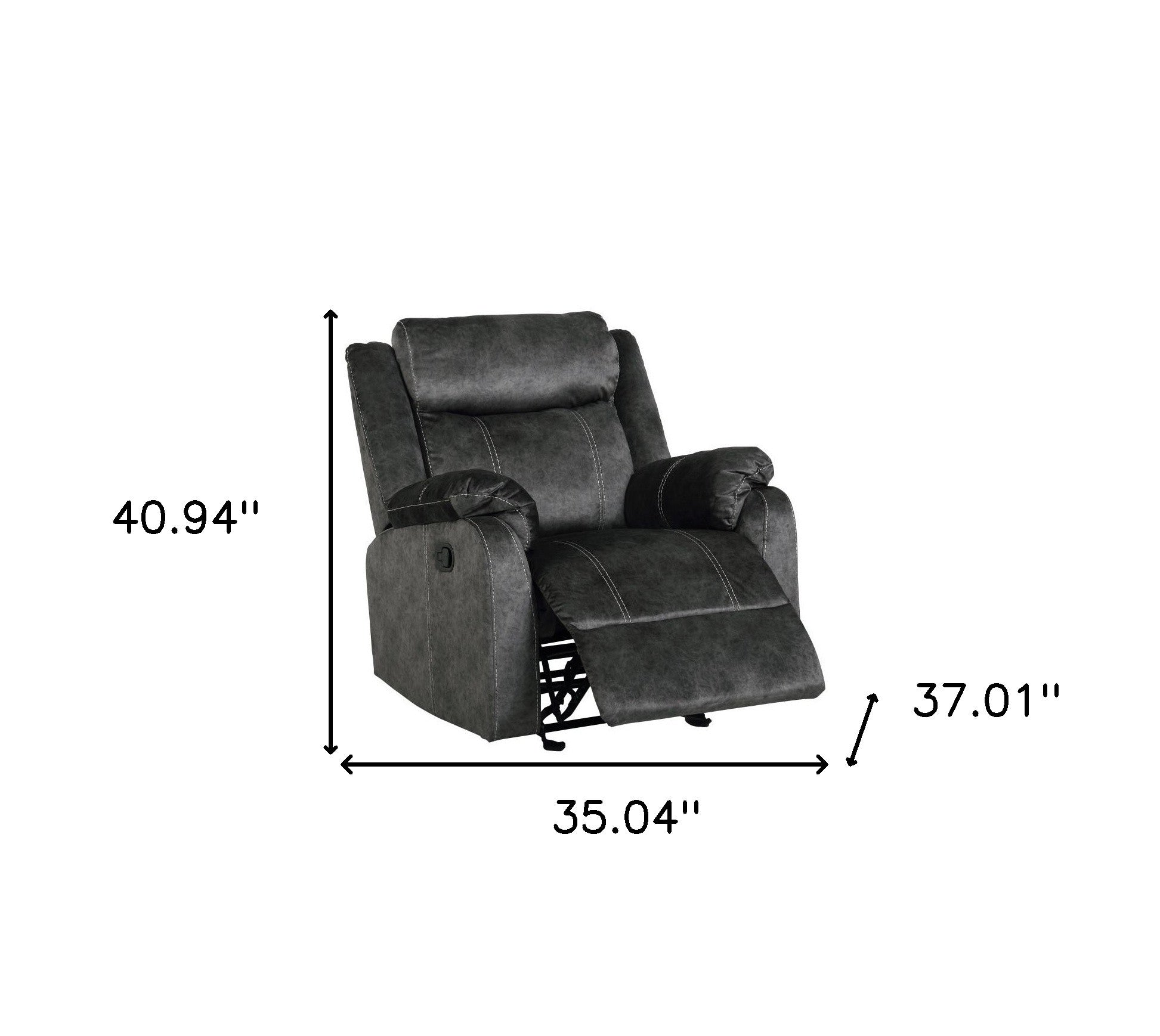 35" Granite Gray Fabric Manual Recliner