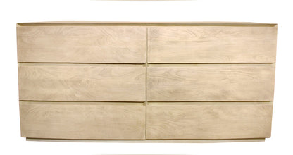 72" Natural Solid Wood Six Drawer Double Dresser