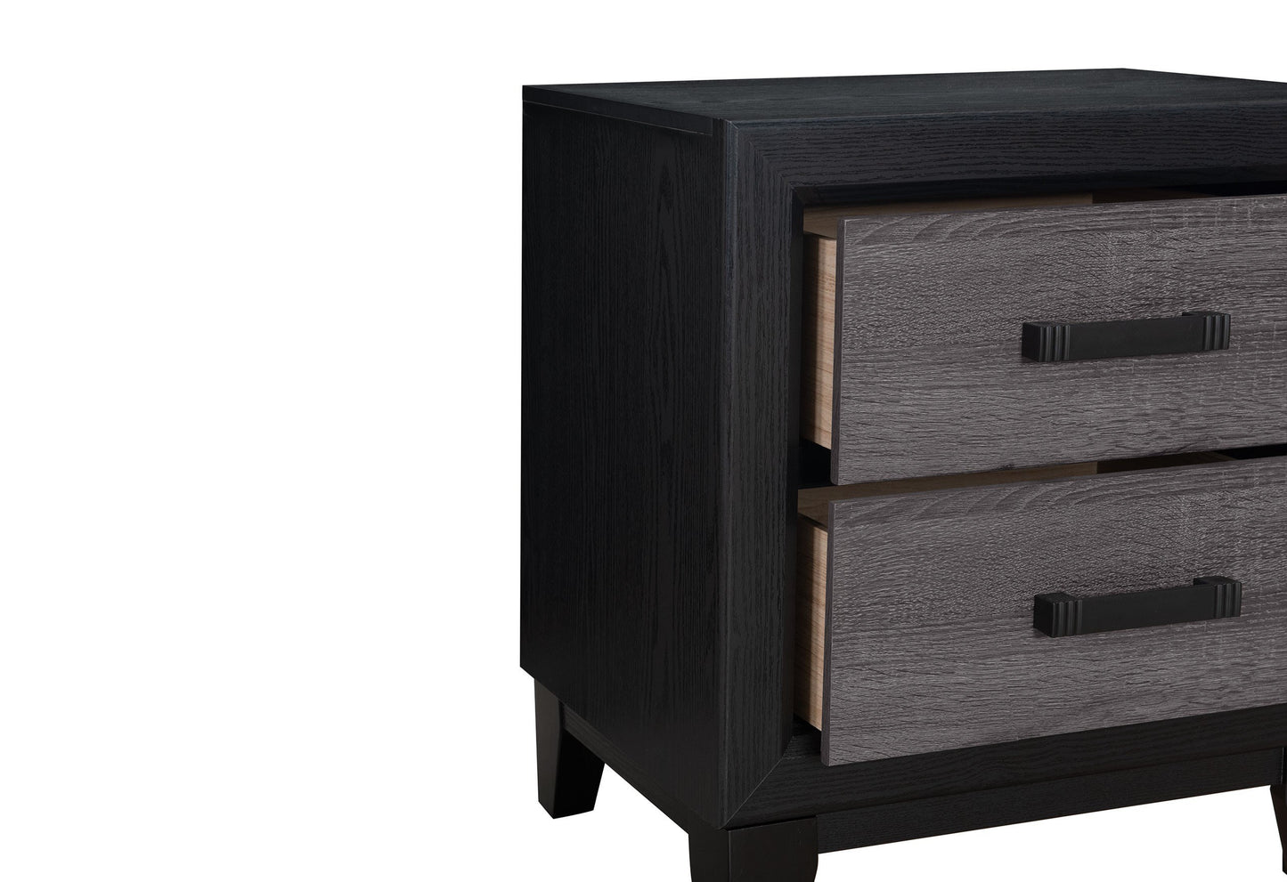22" Black And Gray Wood Two Drawer Nightstand