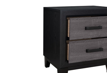 22" Black And Gray Wood Two Drawer Nightstand