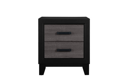 22" Black And Gray Wood Two Drawer Nightstand
