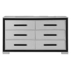 60" Gray And Black Wood Six Drawer Double Dresser