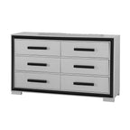 60" Gray And Black Wood Six Drawer Double Dresser