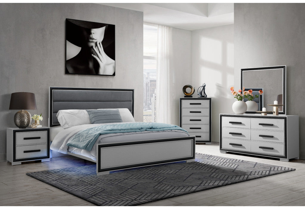60" Gray And Black Wood Six Drawer Double Dresser