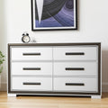 60" Gray And Black Wood Six Drawer Double Dresser