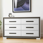 60" Gray And Black Wood Six Drawer Double Dresser