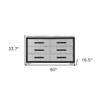 60" Gray And Black Wood Six Drawer Double Dresser