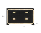 62" Black And Gold Faux Crystal Bling Wood Six Drawer Double Dresser