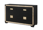62" Black And Gold Faux Crystal Bling Wood Six Drawer Double Dresser