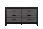58" Black And Gray Wood Six Drawer Double Dresser