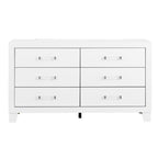 58" White Wood Six Drawer Double Dresser