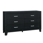 58" Black Wood Six Drawer Double Dresser
