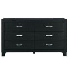 58" Black Wood Six Drawer Double Dresser