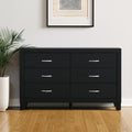 58" Black Wood Six Drawer Double Dresser