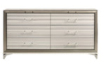 64" White And Silver Wood Six Drawer Double Dresser