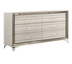 64" White And Silver Wood Six Drawer Double Dresser