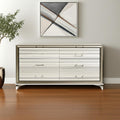 64" White And Silver Wood Six Drawer Double Dresser