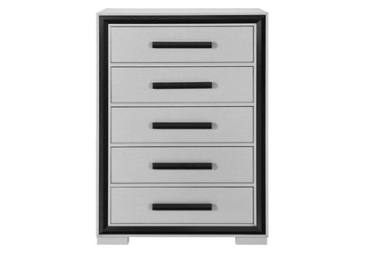 48" Gray And Black Wood Five Drawer Dresser