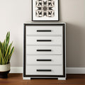 48" Gray And Black Wood Five Drawer Dresser