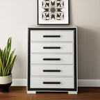 48" Gray And Black Wood Five Drawer Dresser