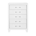 49" White Wood Five Drawer Dresser