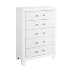 49" White Wood Five Drawer Dresser